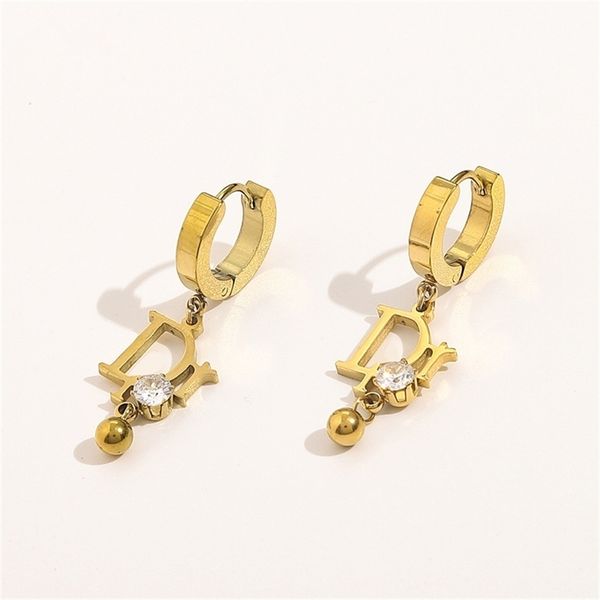 

88% off wholesale store 2022 stainless steel zircon earrings french titanium earrings female, Golden