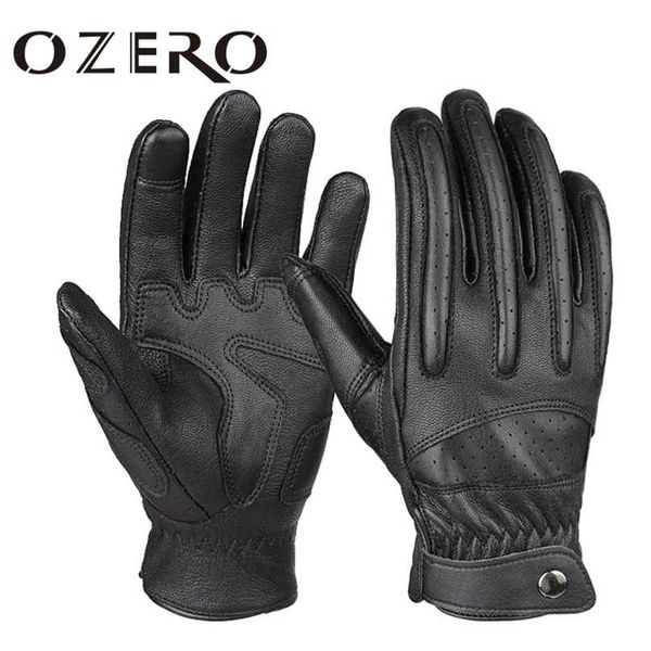 

ozero mens touch screen gloves leather motorcycle glove outdoor sport full finger cycling mountain bicycle guantes moto 220117, Black