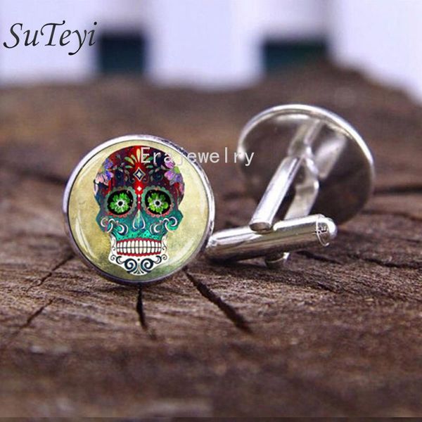 

suteyi запонки стиль стекла поднял качество стимпанк купола запонки сахар черепа мексиканский мужские марка ссылки манжета hipster high sqcg, Gray