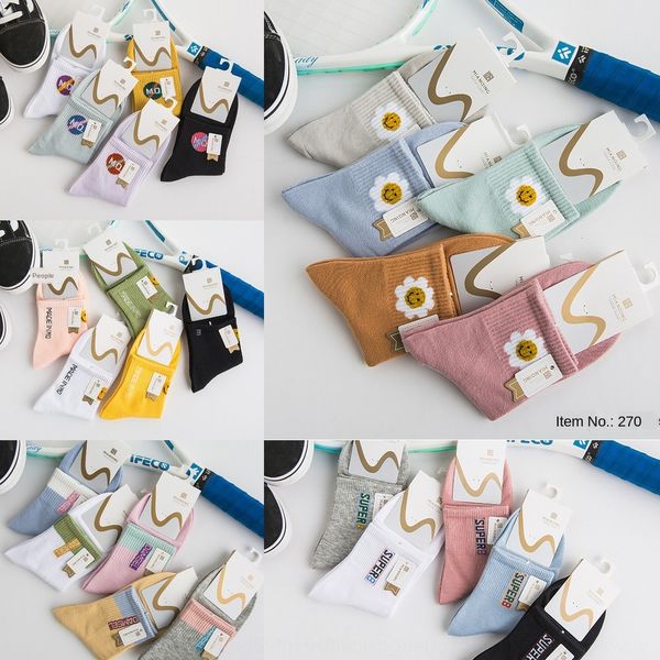 

women's autumn and winter women's tube cotton candy color sports medium medium sockscandy socks leisure student letter socks fashi, Black