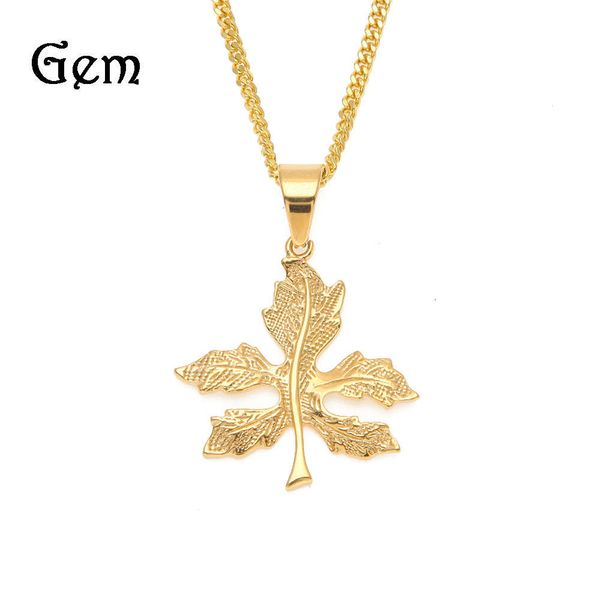 

hip hop stainless steel 3d three-dimensional leaf pendant, vacuum plating, color retention and durable leaves, Silver