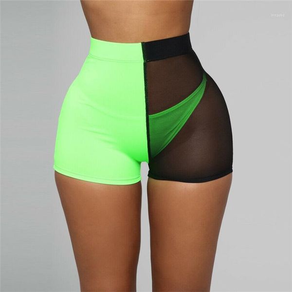 

women summer casual shortpants mesh color matching patchwork slim casual ants clubwear shorts1, White;black