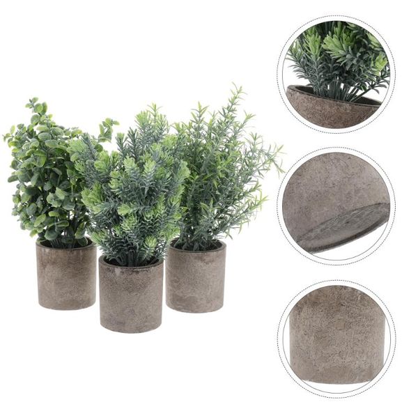 

3pcs mini simulation potted plant ornament fake potted bonsai decoration