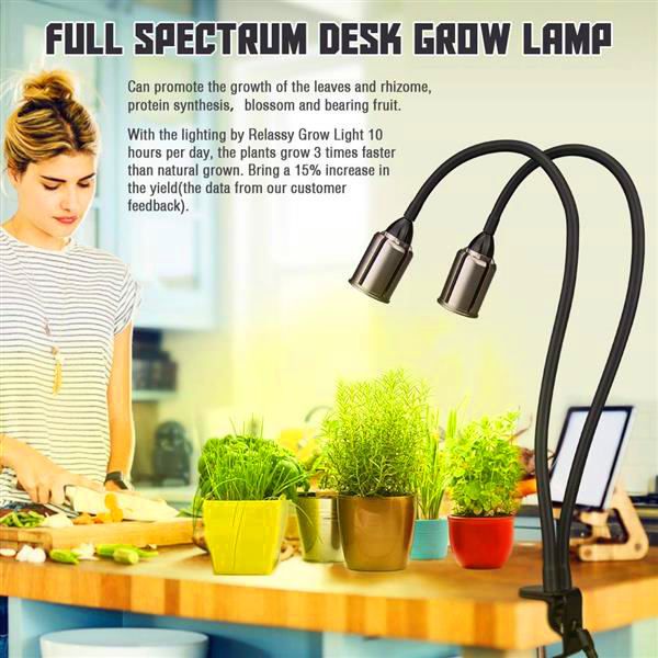 

24w dimmable two-head flat clip corn grow lights full spectrum warm white plant light for indoor plants