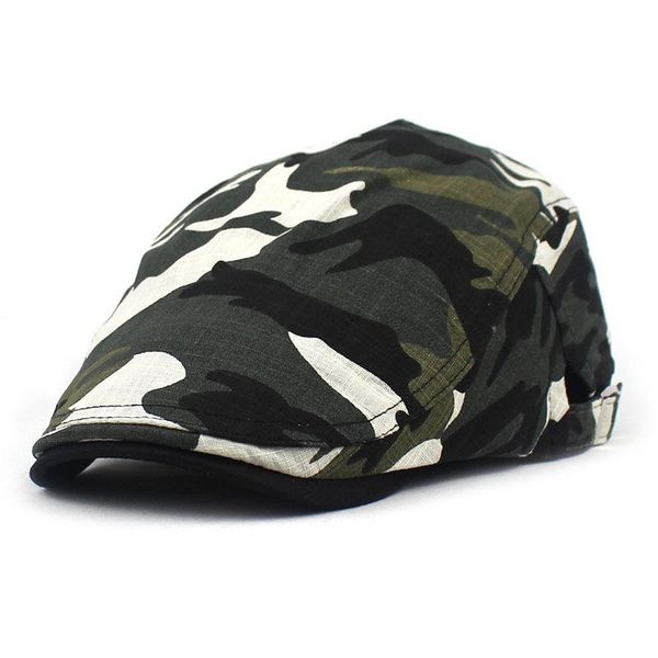 

2020 camouflage newsboy caps men cotton flat peaked cap women painter beret hats 05, Blue;gray
