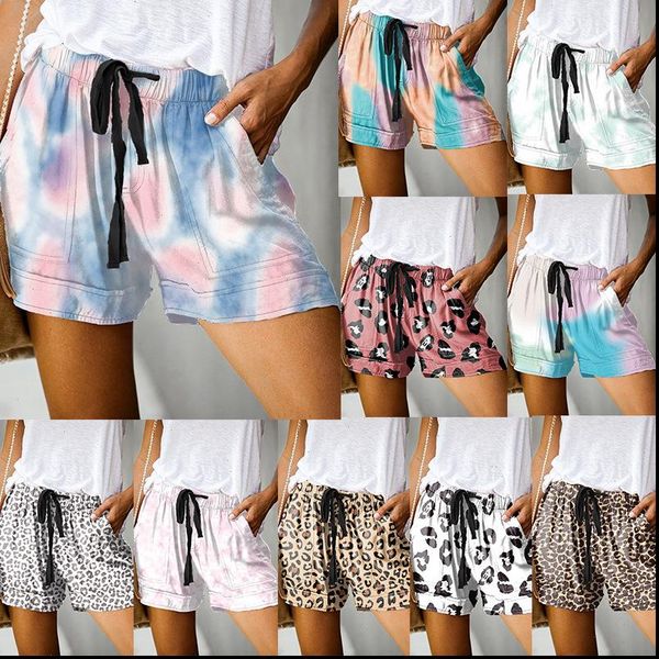 

2021 new tie dye print summer womens shorts beach mid waist straight shorts fashion women casual plus size short pants 5xl, White;black