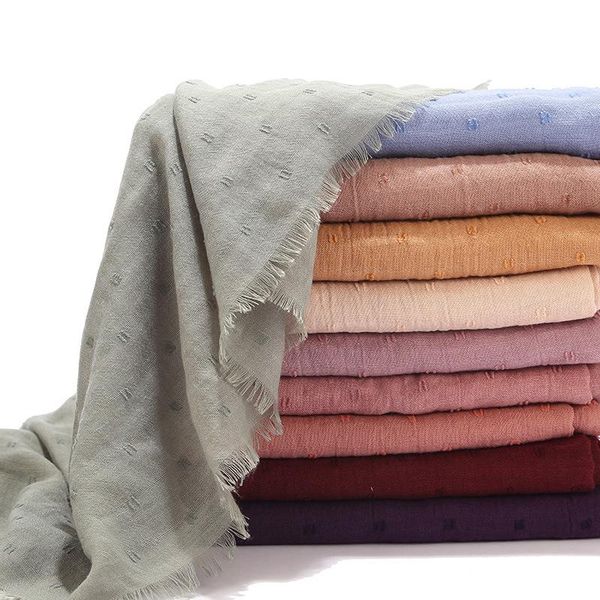 

scarves 2021 solid color plain cotton muslim head hijab scarf shawl women black white pleated crinkle wraps foulard femme, Blue;gray