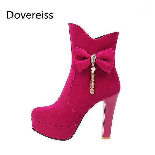 

boots dovereiss fashion women's shoes winter elegant platform red concise mature block heels zipper short big size 431, Black