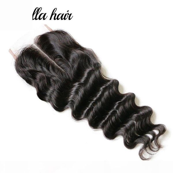 

8a bella hair 4x4 loose deep wave hd lace closure middle three part 8-26inch unprocessed brazilian hair closure with baby hair, Black;brown
