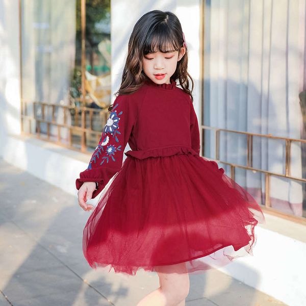 

new spring 2020 girl's drs foreign princs big children's red skirt, Red;yellow