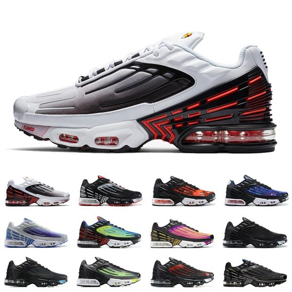 

new tuned tn plus iii 3 og mens running shoes trainers black white women sneakers sports