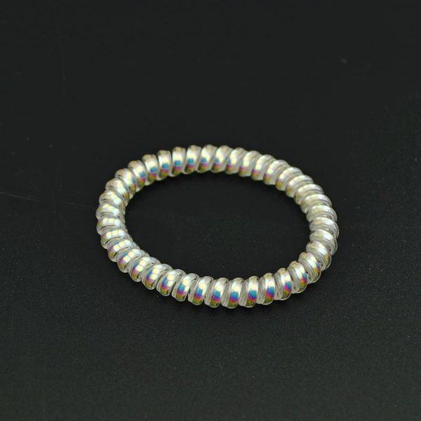 

женщины белый красочные резиновый канат эластичные hairbands спиральные галстуки волос headwear телефонный провод линии оголовье jllknq ffsh, Silver