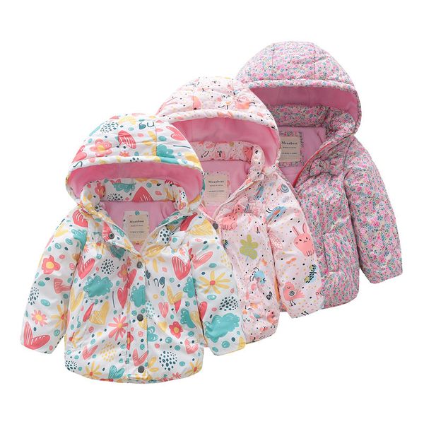 

kids winter coat new year fashion cotton warm jackets girls bow-knot detachable hoodies children windproof waterproof outerwear lj201125, Blue;gray