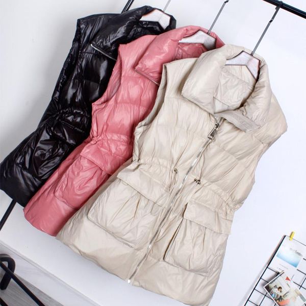 

sedutmo winter duck down women vest long jackets tunic thick waistcoat spring oversize casual slim parkas ed1187, Black