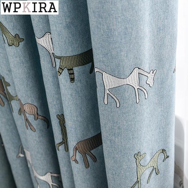 

curtain & drapes modern cartoon animal for boys kids room linen drape living blackout window custom made s566#40