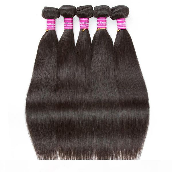 

дешевые бразильский девы волос утками straight bulk 5 6 шт remy прямой человеческих волос переплетений связки 8a черный цвет необработанная, Black