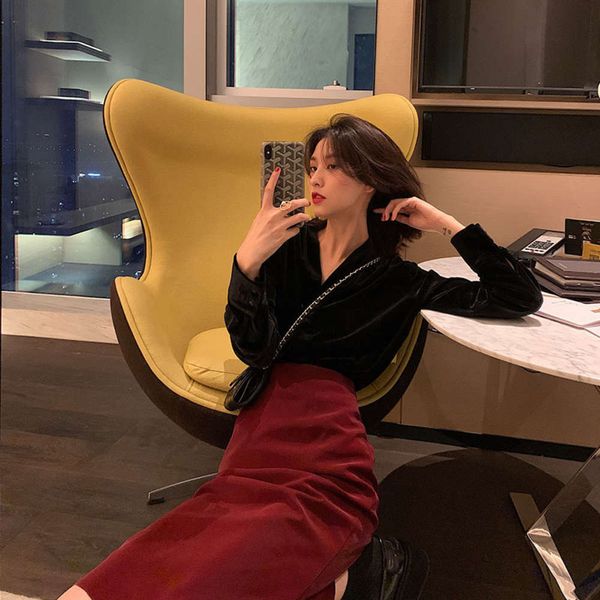 

autumn 2020 korean style street blowing, foreign style, age reducing and thin temperament, Black;gray