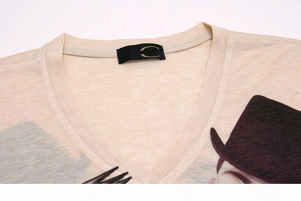 

w1209 m - 3xl rock doll 2015 summer vintage short sleeve v neck 3d print t shirt men brand cotton mens t shirts camisetas, White;black