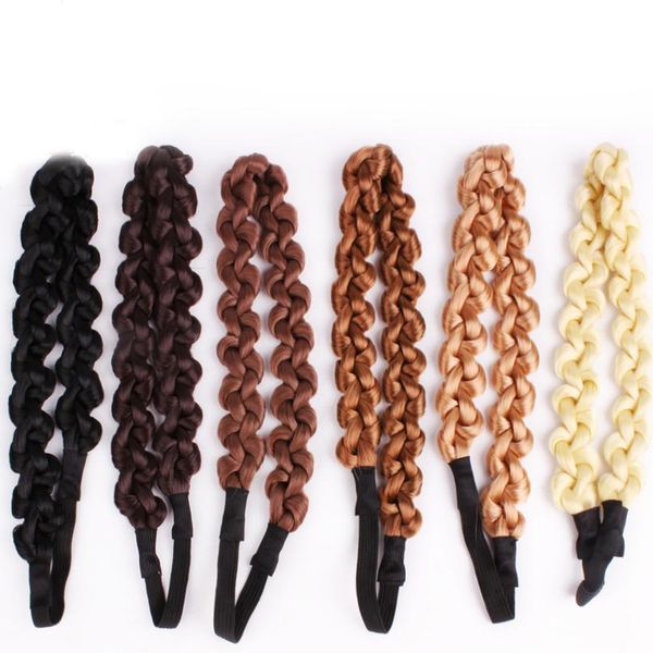 

2cm girls wig headband braids hair accessories women hairstyle plait braided hair band girls elastic hairband female sqczgx