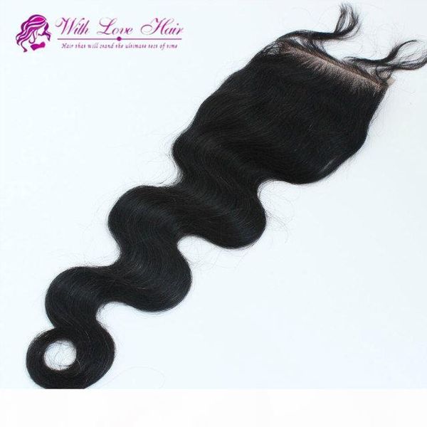 

sell middle part lace closure body wave peruvian virgin remy hair 10-20 inch ing, Black