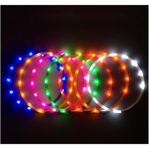 

70cm led pet dog collar rechargeable usb adjustable flashing cat puppy collar safety in night fits all pet sile wmtnjh my_home2010