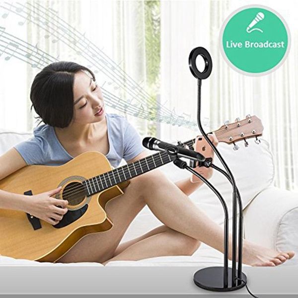 

p studio selfie led ring light with cell phone mobile holder youtube live stream makeup ring lamp with microphone holder1