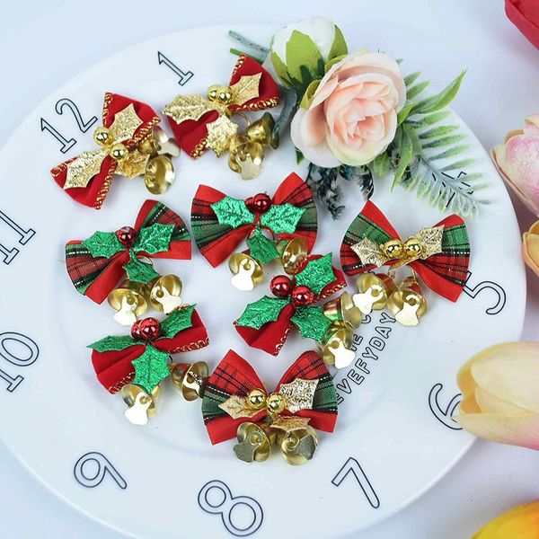 

christmas decorations 6pcs mini bow xmas tree hanging ornament diy bows craft party home decoration year supplies