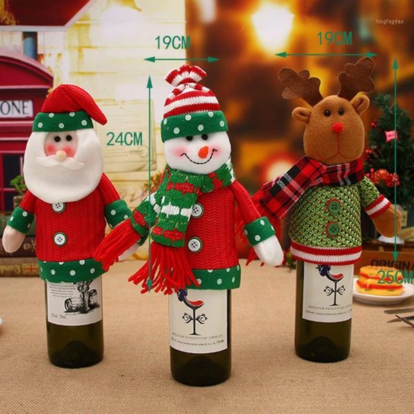 

christmas decorations red wine bottle cover household portable cute deer shape1