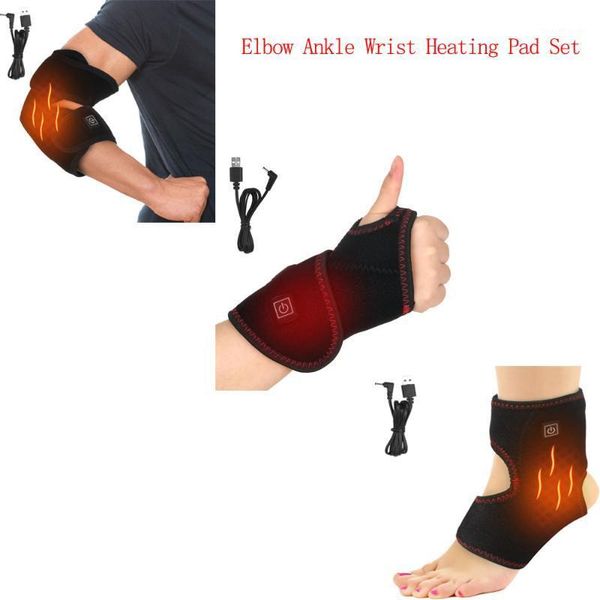 

elbow ankle wrist heating pad elbow heat brace support wrap portable heating belt therapy for tendinitis arthritis pain relief1, Black;gray