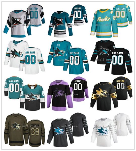 

stitched 2021 reverse retro 65 erik karlsson 88 brent burns 9 evander kane 39 logan couture 12 patrick marleau 48 tomas hertl jerseys, Black;red