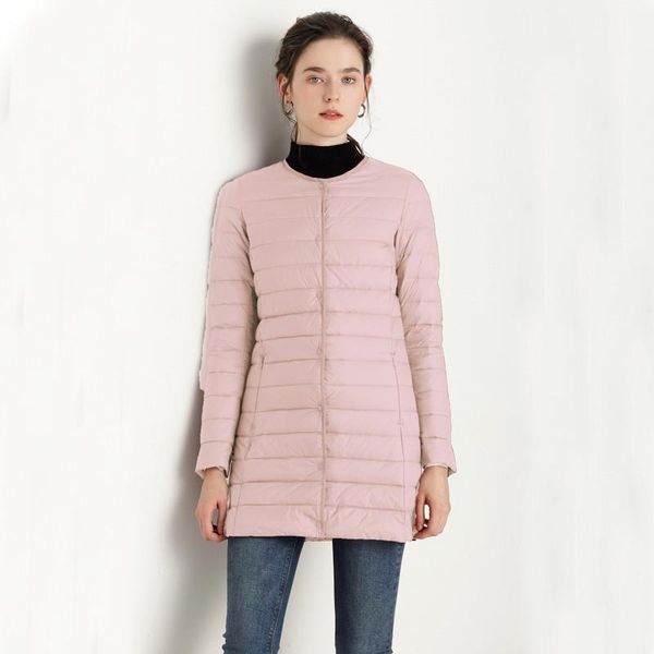 

two wears women thin white duck down jacket autumn winter ultra light down coat parka female long outwears plus size 4xl ab16811, Black