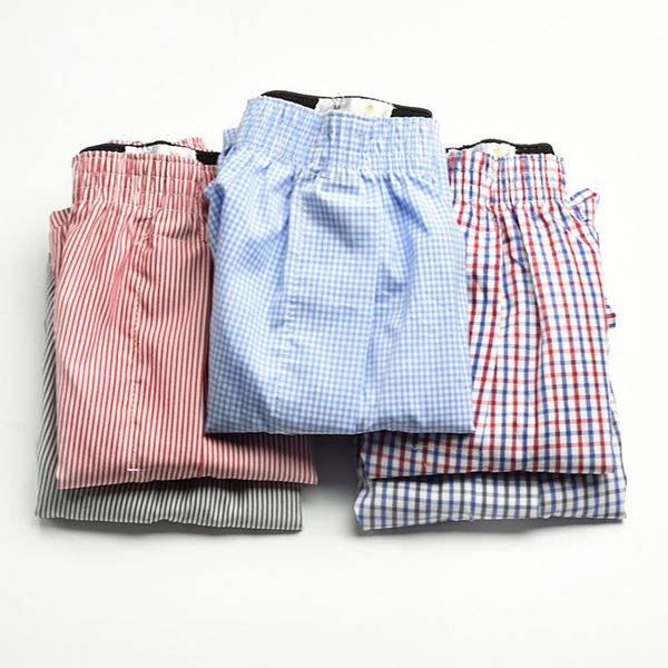 

5pcs/lot 6xl plus size male underwear plaid underpants man woven boxer men cotton mens boxers breathable family panties shorts