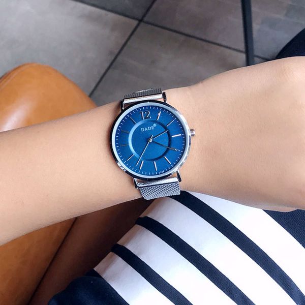 

busins fashion trend men's casual and new women's watch men's watch, Slivery;brown