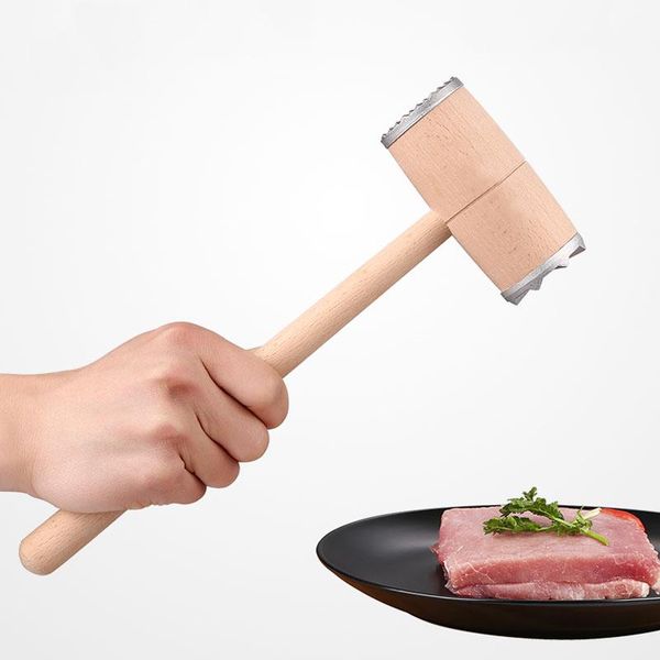 

wood meat tenderizer hammer double side aluminum steak beef pork chicken hammer kitchen tools professional meat wood hammers vf1585 t03