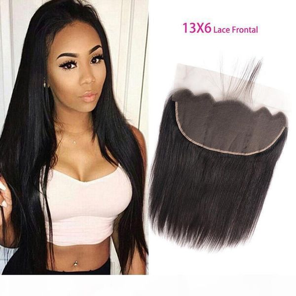 

peruvian human hair extensions 13x6 lace frontal silky straight baby hair thirteen by six frontal straight lace closure frontal 8-22inch, Black;brown