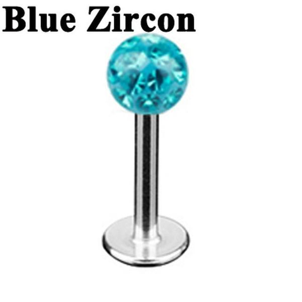 

1pc surgical steel crystal labret lip stud colorful ferido ball epoxy cz gem ball ear cartilage tragus piercing stud earring 16g q sqcfhg, Silver