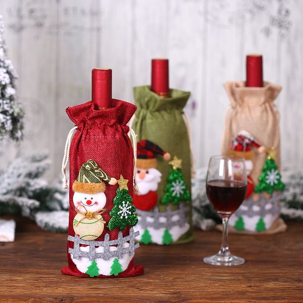 

santa claus christmas decoration wine bottle cover gift bag hold xmas dinner ornament table party home wedding decor 63217