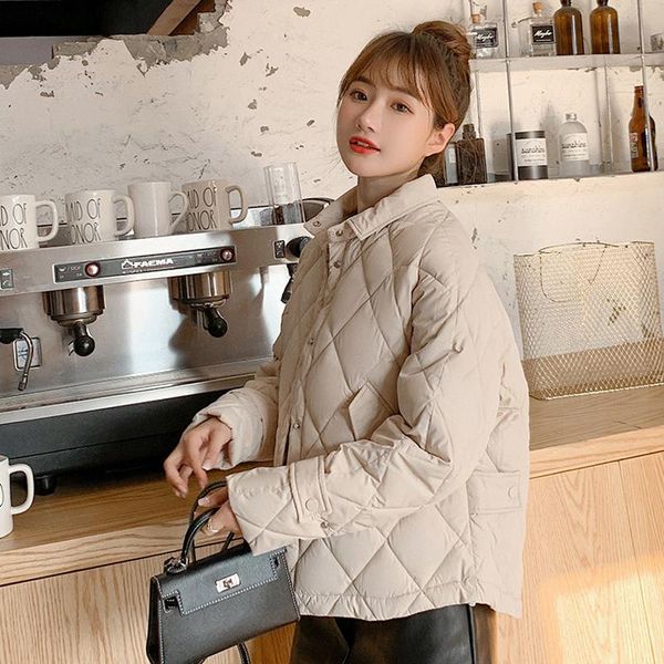 

women's down & parkas winter jacket cotton-padded clothes short style single-breasted 2021 fashion elegant coat, Black