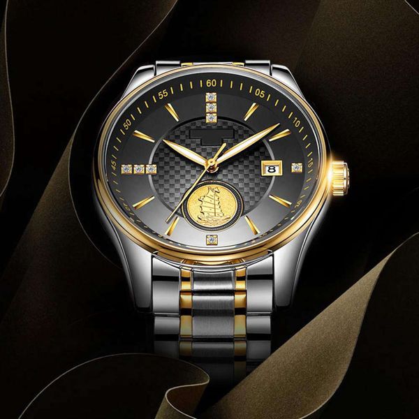 

automatic second mechanical watch one hollow fashion business sailing men's watchxbqh, Slivery;brown