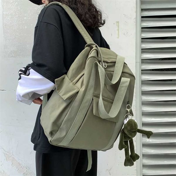 Mochila feminina de náilon de cor sólida à prova d'água HOCODO bolsa escolar simples para menina adolescente viagem de ombro 202211