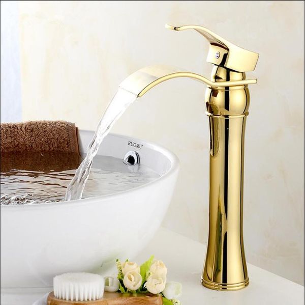 

bathroom sink faucets vidric chrome/gold waterfall faucet brass basin mixer tap & cold c
