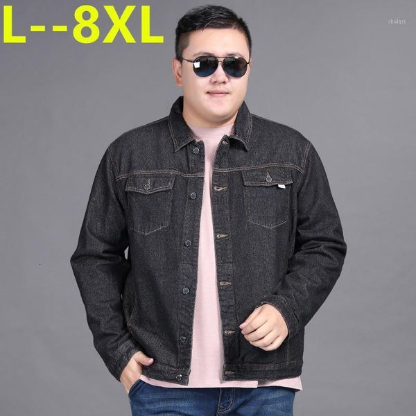 

10xl 8xl 6x 2020 men's denim jacket cowboy men's jeans jackets black solid casual slim streetwear men jean clothing1, Black;brown