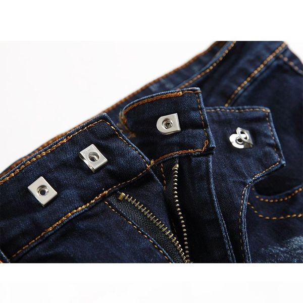 

new biker jeans men vintage two-tone blue jeans fashion elastic pant male slim zipper denim trouser plus size 42