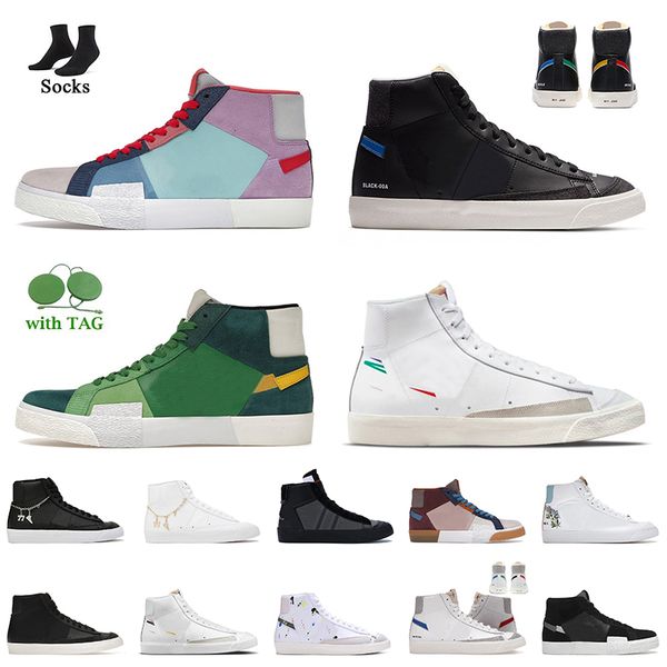 

luxury fashion blazer mid 77 vintage women mens running shoes mosaic green brown color code black multi white pendants indigo popcorn traine