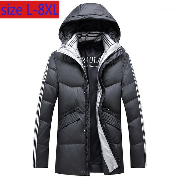 

men's down & parkas winter thickening warm jacket men hooded casual fashionable white duck thick plus size l-6xl 7xl 8xl1, Black