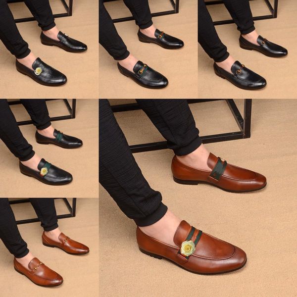 

55 men designers italian monk shoes genuine leather pointed toe buckle mens oxford luxury dress brogues wedding platform shoes 11, Black