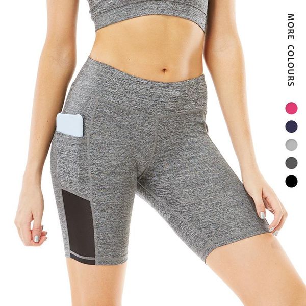 

yoga shorts women high waist workout shorts push up hip gym fitness sports leggings with pocket athletic running, White;red