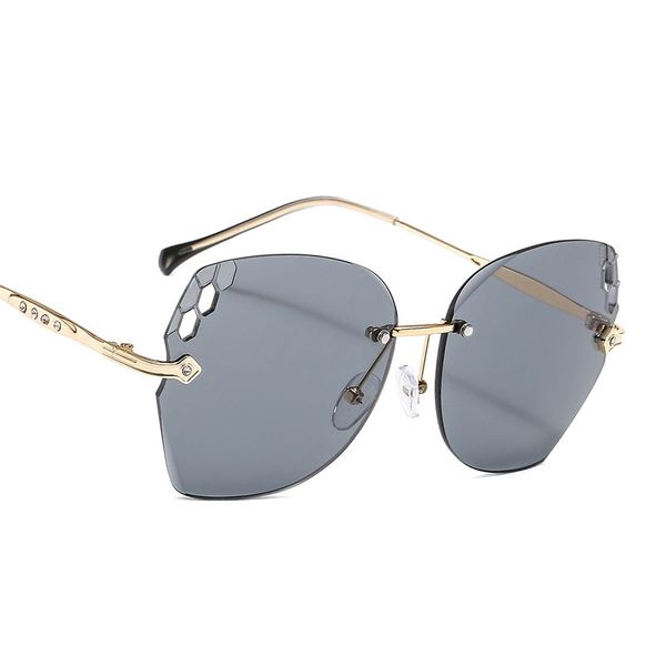 

veshion rimless hollow diamond luxury sunglasses men women fashion shades uv400 vintage glasses, White;black