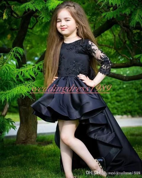 New Princess High Low Lace Flower Girls Abiti a mezza manica Little First Comunion Dress Kids Infant Toddler Party Dress Girls Pageant Wear