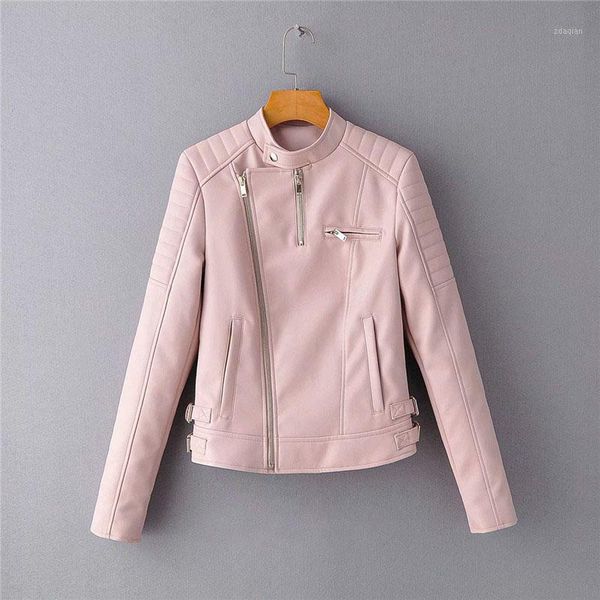 

women's leather & faux motorcycles pu jacket women autumn fashion coat zipper short slim female outerwear1, Black